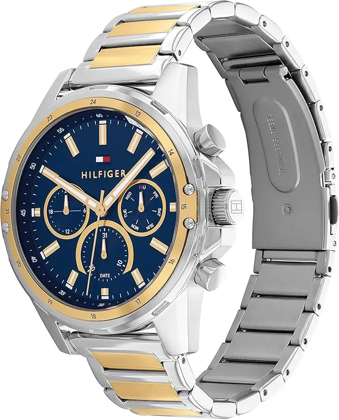 Tommy Hilfiger Reloj Analógico de Cuarzo multifunción para Hombre con Correa en Acero Inoxidable de Dos Tonos - 1791937
