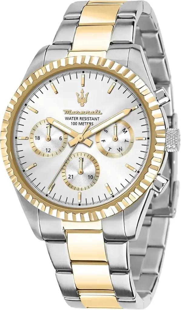 Maserati Reloj para Hombre, Colección Competizione, en Acero Inoxidable, PVD Oro, con Correa de Acero Inoxidable 