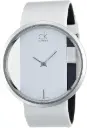 Reloj Calvin Klein Glam Transparent Dial White Leather Strap - K9423101