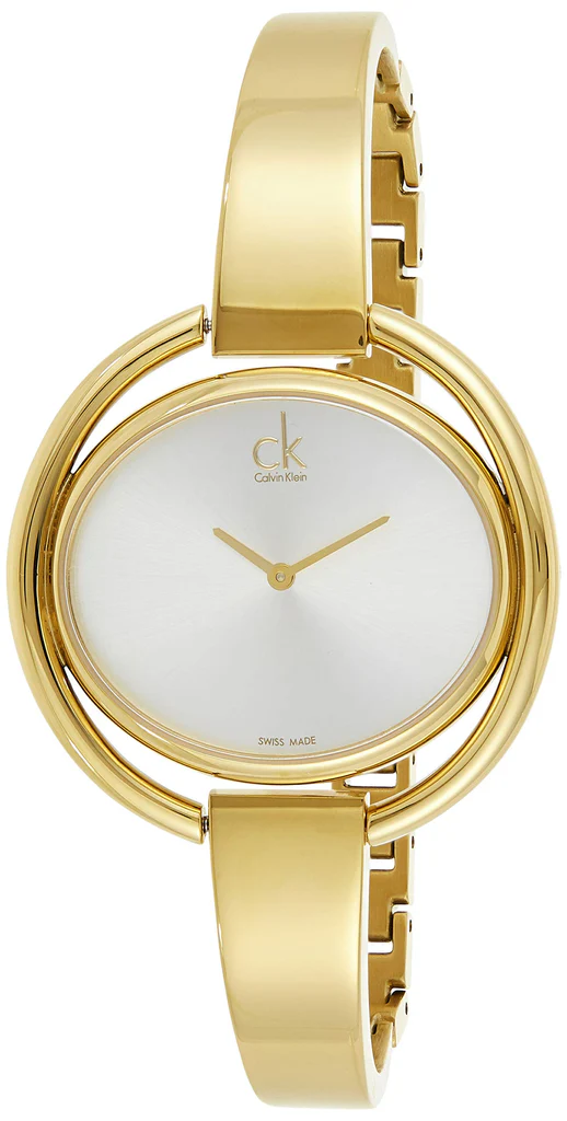 Calvin Klein Impetuous con esfera blanca y correa de acero dorado para mujer - K4F2N516