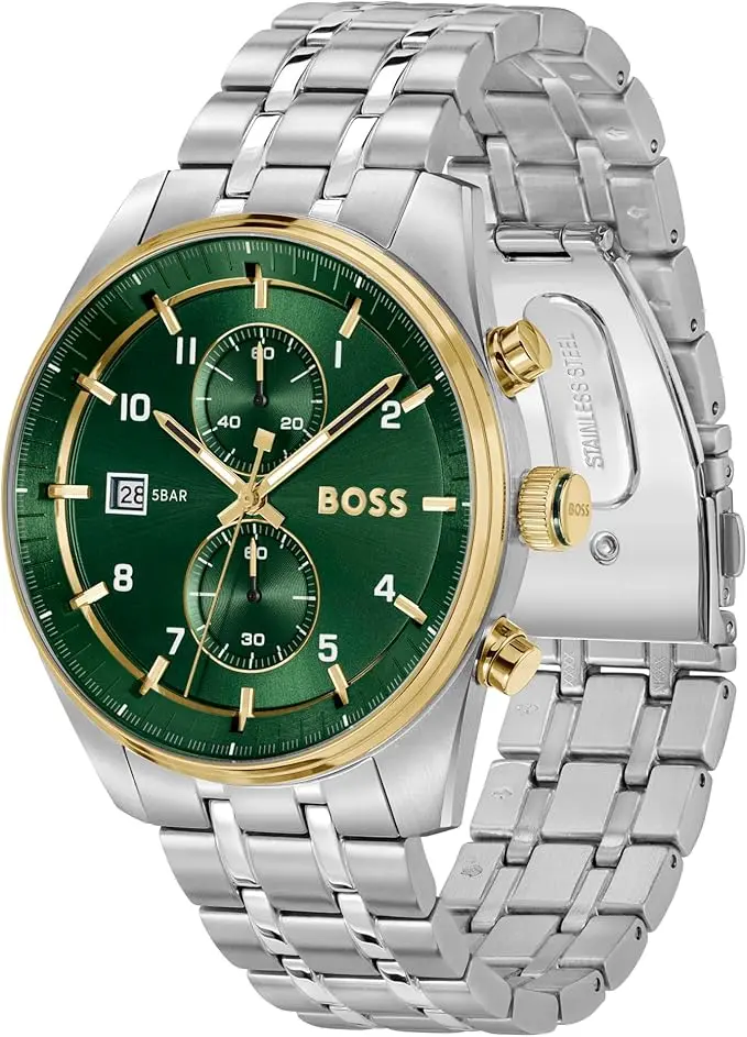 BOSS Reloj Cronógrafo de Cuarzo para Hombre Colección SKYTRAVELLER con Correa en Piel o Acero Inoxidable