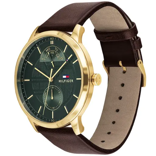 [1791607] Reloj Tommy Hilfiger Hunter Green Dial Brown Leather Strap para Hombres - 1791607 