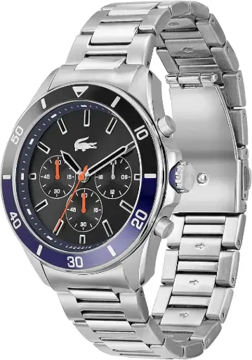 [2011155] Lacoste Reloj Cronógrafo de Cuarzo para Hombre Colección TIEBREAKER con Correa de Acero Inoxidable Plateada - 2011155
