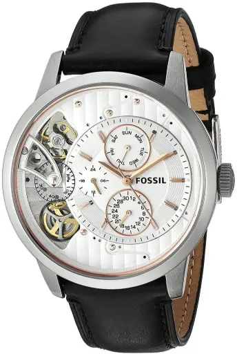 [ME1164] Fossil Townsman Twist Reloj multifunción para hombre con esfera blanca y correa de piel negra