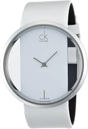 [K9423101] Reloj Calvin Klein Glam Transparent Dial White Leather Strap - K9423101