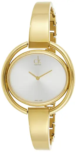 [K4F2N516] Calvin Klein Impetuous con esfera blanca y correa de acero dorado para mujer - K4F2N516