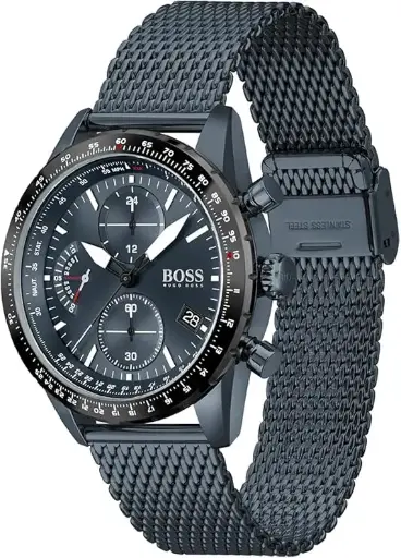 [1513887] BOSS Reloj Cronógrafo de Cuarzo para Hombre con Correa de Malla de Acero Inoxidable - 1513887