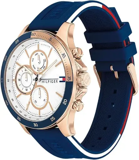 [1791778] Tommy Hilfiger Reloj Analógico de Cuarzo multifunción para Hombre con Correa en Silicona Azul
